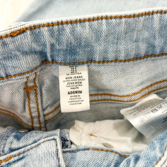H&M &Denim Light Wash Ultra High Waist Mom Jeans Size 6 EUC - Picture 4 of 8